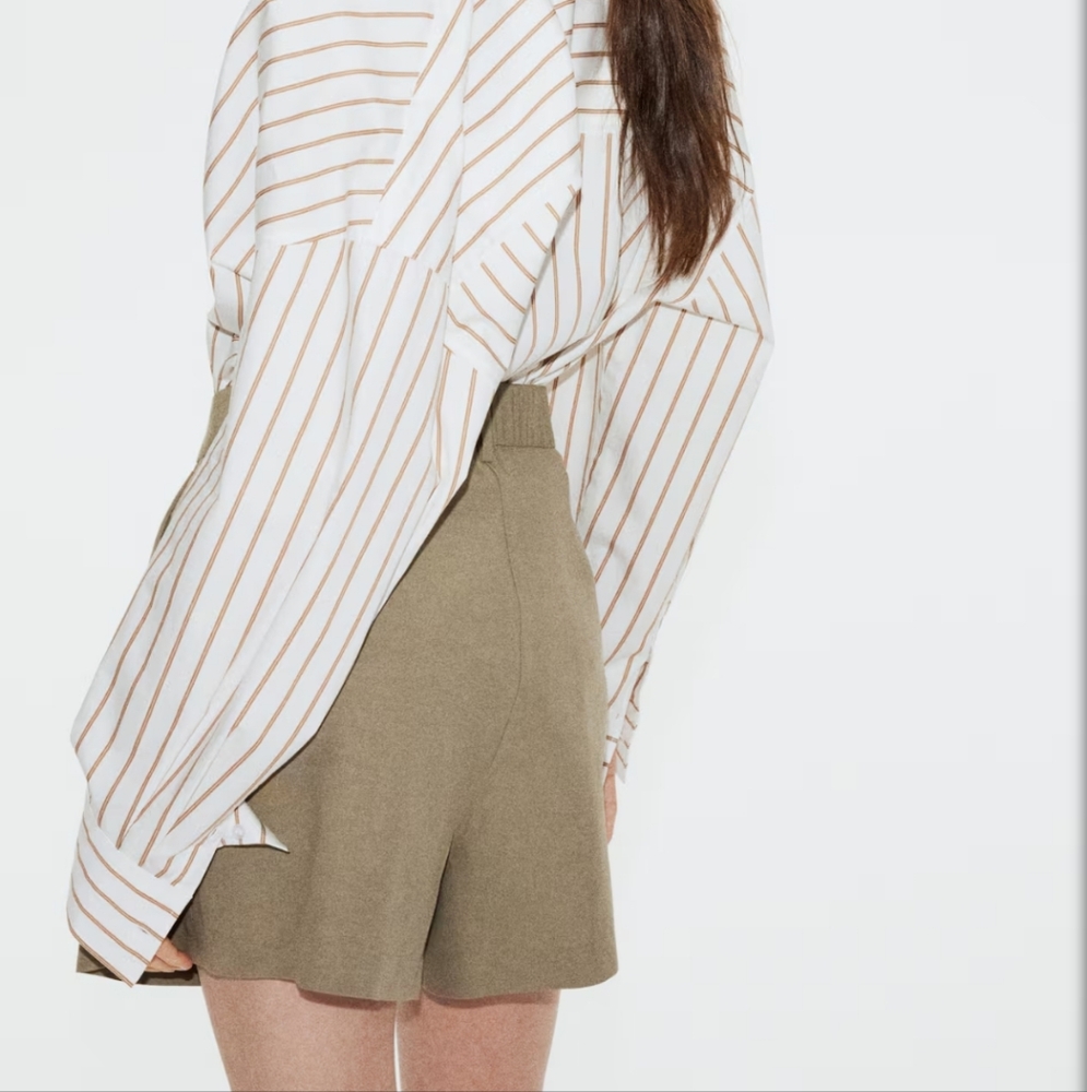 🌟NWT H&M Khaki Linen Blend Shorts - Picture 3 of 5